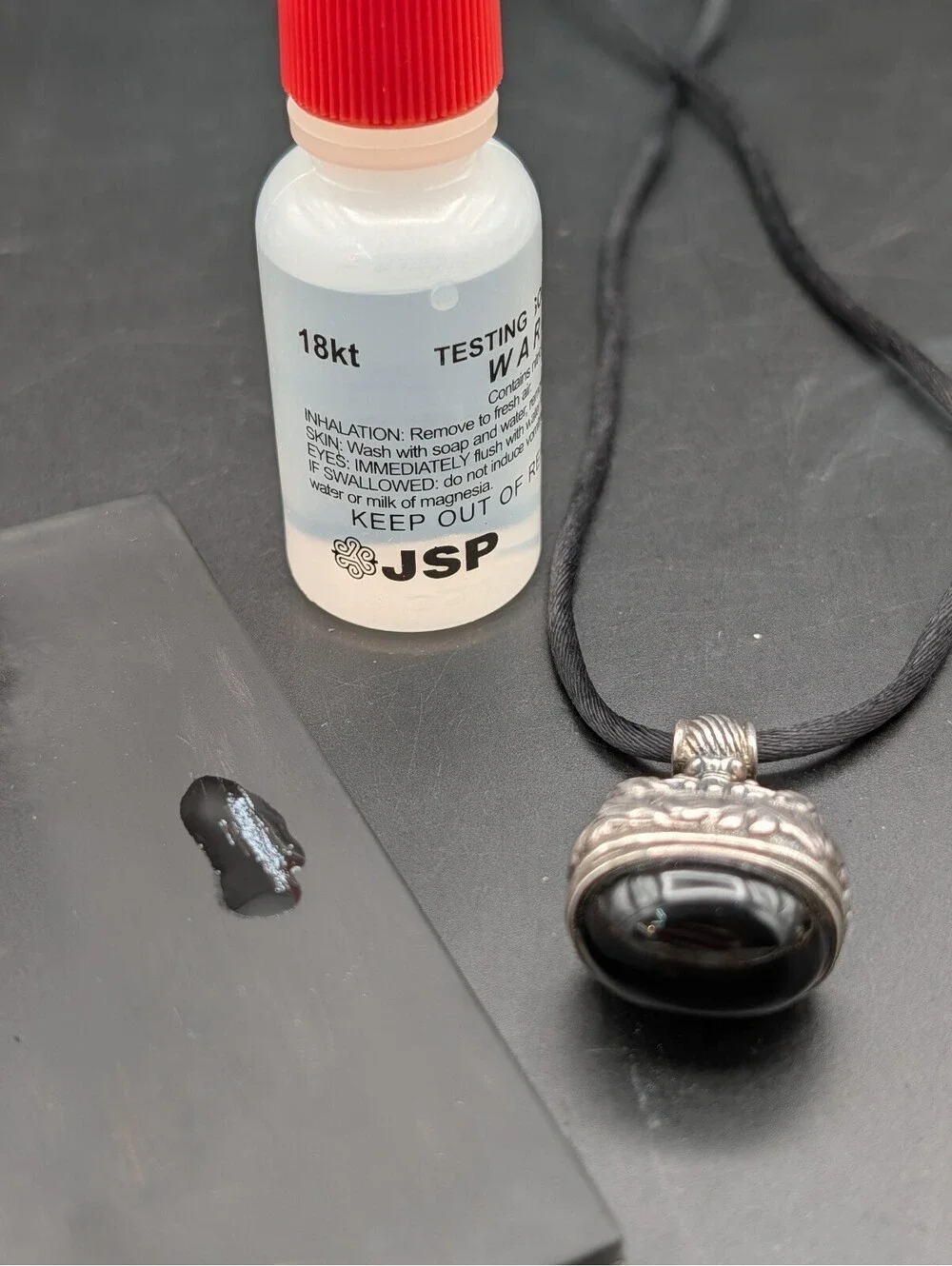 Vintage Museum of Fine Arts MFA Sterling Silver Black Onyx Repousse Fob Pendant